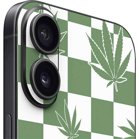 Marijuana Green Checkered iPhone 16 Plus Skin